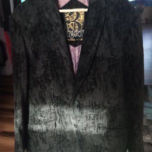 2-tone black crushed velvet entertainer's cocktail / smoking jacket